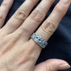 Anillo abierto de plata esterlina 925 para motociclista hombre mujer calavera esqueleto correa A3202 - Imagen 1 de 9