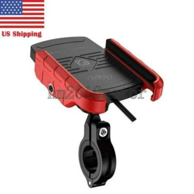 Phone Holder w/ Wireless USB Charger for Harley Davidson Road Street Glide US Foto 1 de 4