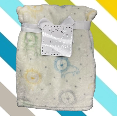 NUEVA Manta Bebé Peluche Lunares Estampado Animal León Zoo Niño Pequeño Azul Verde Elementos Foto 1 de 4