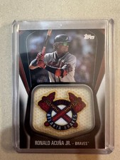Ronald Acuna Jr. 2020 Topps Baseball Black Jumbo Jersey Sleeve Patch, 126/149