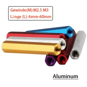 Aluminum Sechskantbuchse Gewinde Abstandhalter Hülse Stange Metrisch M2.5 M3 - Picture 1 of 6