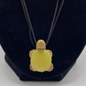 38" verstellbar grüner Nephrit Jade & Ton Schildkröte Anhänger schwarz gekordelt Halskette - Bild 1 von 7