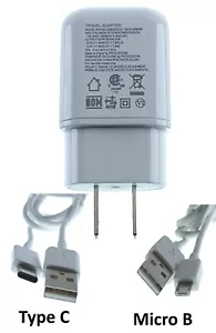 OEM LG Fast Charger MCS-H06WP(9.0V=1.8Aor 5V 1.8A)+2Cables(Type C & Micro B) - Picture 1 of 7