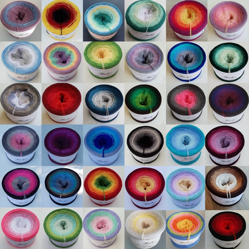 EIGENE HERSTELLUNG (1,50EUR/100m.) 4fädig Bobbel Farbverlaufsgarn Garn Wolle Lacegarn häkeln