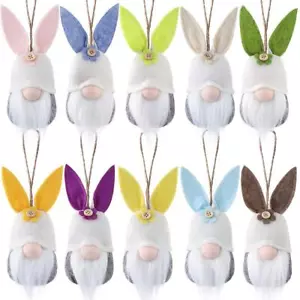 Easter Decorations Colorful Bunny Gnomes Tree Hanging Ornaments Gift 10PCS - Picture 1 of 12