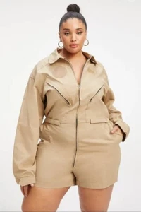 Good American Flight Suit Romper Women's Size 6/3XL Postal Khaki Adjustable NWT - Picture 1 of 7