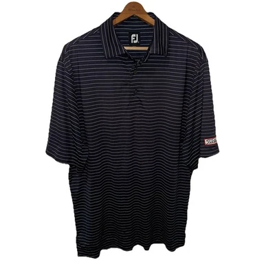 Camisa polo de golf FootJoy Titleist talla grande negra a rayas logotipo de rendimiento Foto 1 de 4