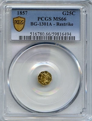1857 G25C California oro fraccional/PCGS escudo de oro BG-1301A MS66/ORO R.1 Foto 1 de 3