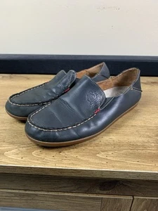 Olukai Womens US 8 Nohea Nubuck Leather Stamped Loafers Slip Ons Brown Shoes - Picture 1 of 12