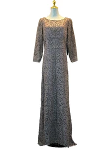 JS Collections Soutache Embroidery Boat Neck Gown Size 8 - Picture 1 of 5
