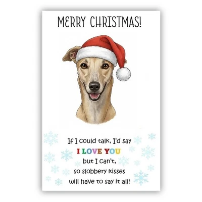 Greyhound Dog Christmas Card. Dog Lovers Card From the Dog to Mum Dad Groomer - Image 1 of 4