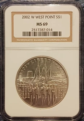 2002 W West Point Bicentennial Commemorative Silver Dollar - NGC MS 69 - Image 1 of 4