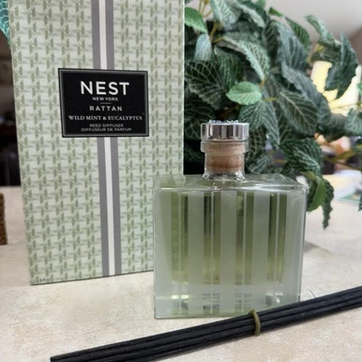 NEST New York Rattan Wild Mint & Eucalyptus Reed Diffuser Home Fragrance Aroma - Image 1 of 4