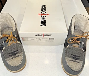 Minnetonka Women Size 10 Torrey Gray Knit Bootie Slippers Medium Shoes W/Box - Picture 1 of 17