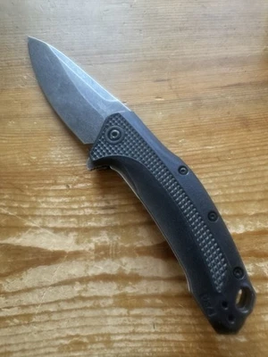 Kershaw Link 1776BW Blackwash Speedsafe Plain Edge USA Flipper - Image 1 of 4