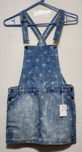 NWT Forever 21 Girl's Junior's Overall Dress Blue Floral Print - Size L - Picture 1 of 4