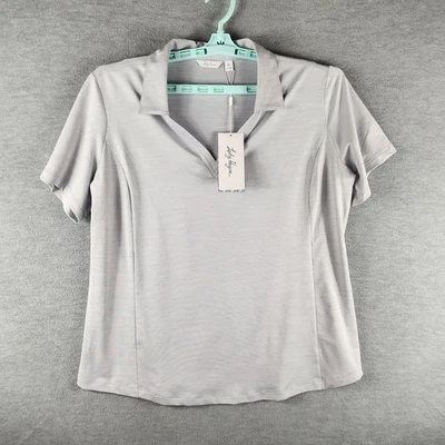 Lady Hagen Polo Shirt Womens XL Gray Space Dye Golf HydroDri UPF 25+ V-Neck - Image 1 of 4