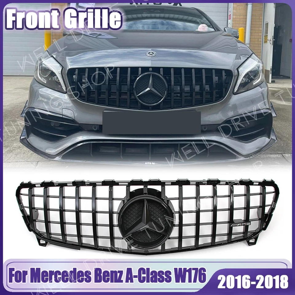 Black Front Bumper Grille W/Star For Mercedes Benz W176 16-18 A180 A200 A250 A45 Foto 1 de 4