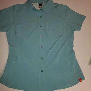 The north Face Mujer Med Verde Manga Corta Botón Arriba Cremallera Lateral Transpirable - Imagen 1 de 10
