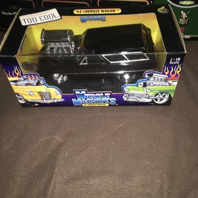 Muscle Machines Black ‘65 Chevelle Wagon 1:18 California Too Cool Model NIB #115 - Image 1 of 4
