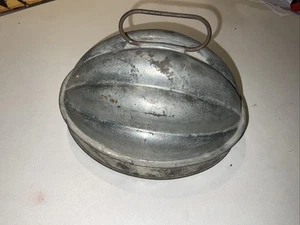 Vintage Antique Steamed Pudding Mold Melon Shaped 2 Pc Tin Metal - Picture 1 of 4