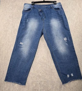 Blue Denim Distressed Jeans Womens Relaxed Fit Size 5XL Cotton Polyester - Picture 1 of 6