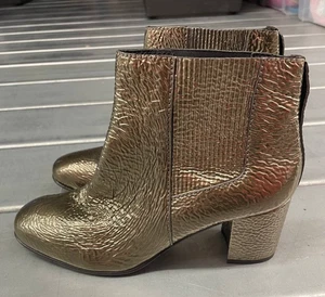 Pedro Garcia Botín Dorado Metálico Mujer EU 39 US 9 Cuero Tacón Botas - Imagen 1 de 15