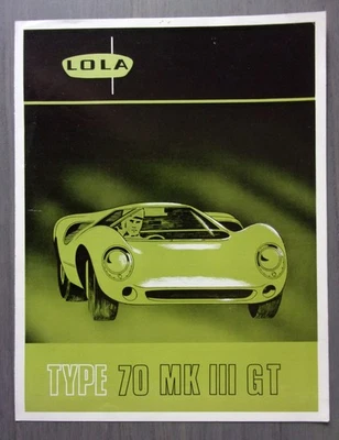 LOLA T70 TYPE 70 MK III GT orig 1967 UK Mkt Sales Brochure - Mark 3 Mk3 - Image 1 of 3