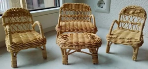 4-teiliges Korbmöbel-Set für Barbie-Puppe, 90er Jahre, Handarbeit - Bild 1 von 2