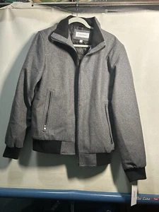 Calvin Klein Men's Wool Bomber Jacket With Knit Trim Charcoal Sz Small NWT $250 - Picture 1 of 14