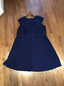 Women's LF Lined cap sleeve dress, 22W, Navy, LESLIE FAY - Picture 1 of 8