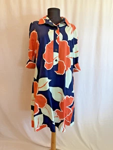 J. McLaughlin Orange Navy Floral Shirt Dress - Size Small - Picture 1 of 7