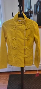 Mossimo Womens Band Jacket Yellow Buttons Double Breasted Neck Lined S - Picture 1 of 7