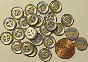 24 Pearlized Multi-color Plastic Sew-through Buttons Just Over 7/16" 12mm 10335 - Picture 1 of 1