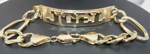 10K 2TONE GOLD JOEL ID BRACELET 8.5" LONG 13.40 MM WIDE 29.26 grams (A21468-1) - Picture 1 of 15