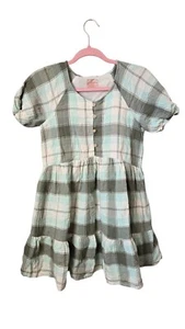 Cat and Jack Gingham Puff Sleeve Dress XL (14) Girls 100% Cotton Gauze Summer - Picture 1 of 4
