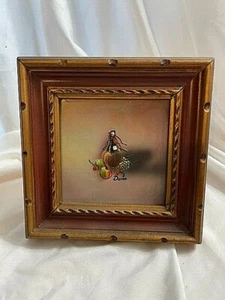 Pintura esmaltada francesa vintage firmada por Dora - Imagen 1 de 5