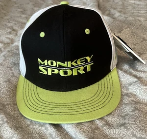 Monkey Sport Flex Fit Hat S/M Neon Green Black White Cap NWT W/ Charm Streetwear - Picture 1 of 8
