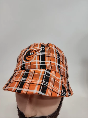 Baltimore Orioles Mascot Bird PLAID Floppy Bucket Hat Miller Lite Cover