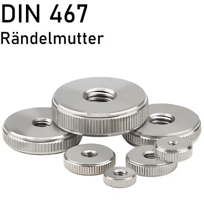 Rändelmutter M2 bis M10 Flach DIN 467 Edelstahl Flache Mutter Rändelmuttern - Bild 1 von 4