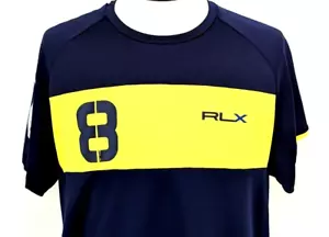 RLX by Ralph Lauren Herren Aktiv Top Trikot marineblaugelb #8 Crew Größe L EUC * - Bild 1 von 8
