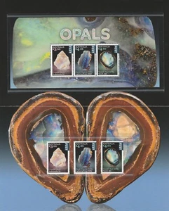 MINISHOJA DE ÓPALOS AUSTRALIANA 2025 y conjunto de estampillas INTERNACIONALES ambas MNH - Imagen 1 de 3