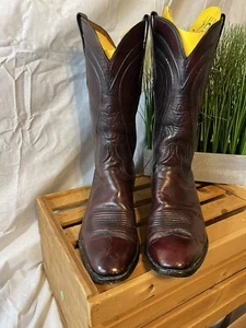 #3468. Stivali Lucchese vintage "The Gavin" in pelle di capra nera ciliegia. Taglia 10D - Foto 1 di 19