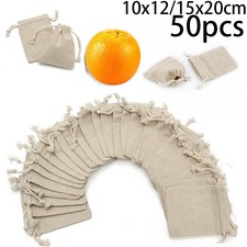 50Pack Linen Jute Burlap Small Simple Sack Pouch Drawstring Gift Bags Portable