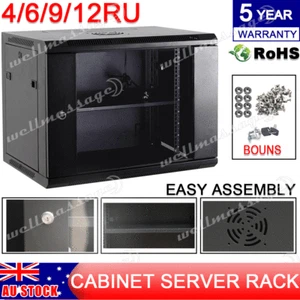 6RU 9RU 12RU 19" in Wall Mount Cabinet Server Rack Data Network Comms 450mm Deep - Picture 1 of 16