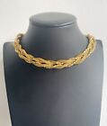 Vintage Estate Gold Plated Braided Choker Collar Necklace 16.5"