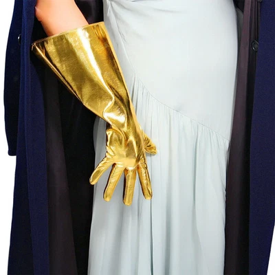  Guantes de látex dorado mangas abullonadas de gran tamaño color metálico 38 cm de ancho imitación cuero Foto 1 de 4