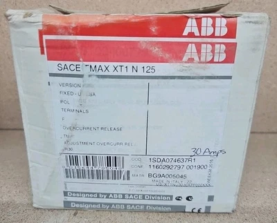 ABB Sace Tmax XT1N 125 3p 30a 600v Circuit Breaker NOS - Image 1 of 2