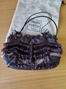 Jamin Puech Clutch Bag Dark Brown With Bead Embellishments 5.1in x 7.9in - Picture 1 of 5