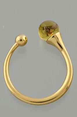 Anillo ajustable FLY ÁMBAR BÁLTICO Fósil Cuentas Chapado en Oro Plata 2.2g 250806-3 Foto 1 de 4